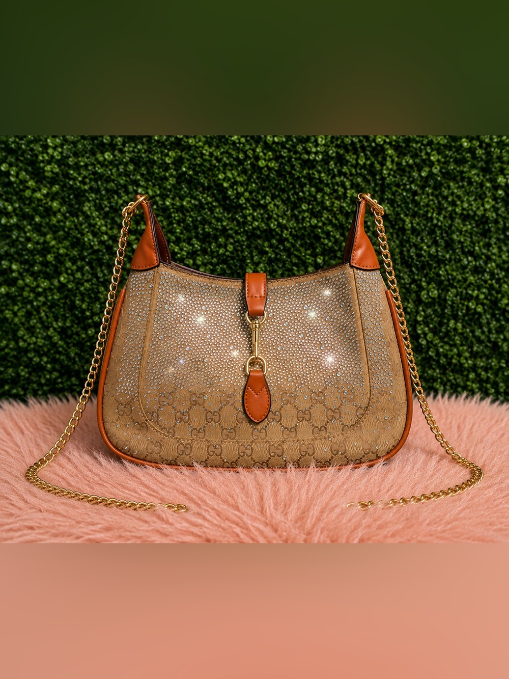 Inspired Crystal Monogram Shoulder Bag